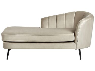 Rechtszijdige chaise longue ALLIER Fluweel Beige