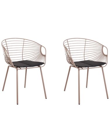 Set van 2 eetkamerstoelen HOBACK Metaal Beige