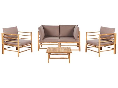 Garden Lounge Set with Table 4 Seater CERRETO Bamboo Taupe