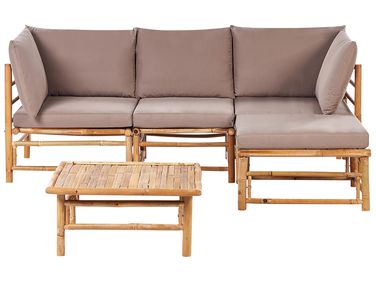 Garden Corner Sofa with Table 4 Seater CERRETO Left Hand Bamboo Taupe
