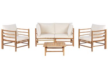 Garden Lounge Set with Table 4 Seater CERRETO Bamboo Off-White