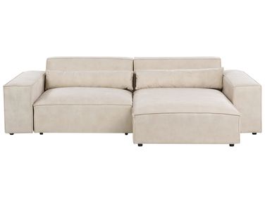 Canapé d'angle modulable 3 places HELLNAR Velours Beige clair Côté gauche