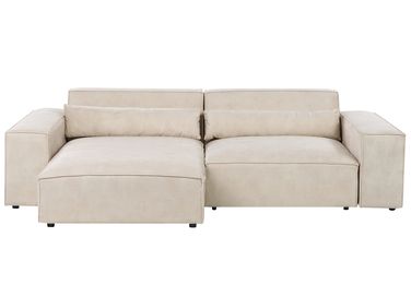 Canapé d'angle modulable 3 places HELLNAR Velours Beige clair Côté droit