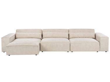 Modulaire bank 3-zits HELLNAR Fluweel Lichtbeige met ottomaan