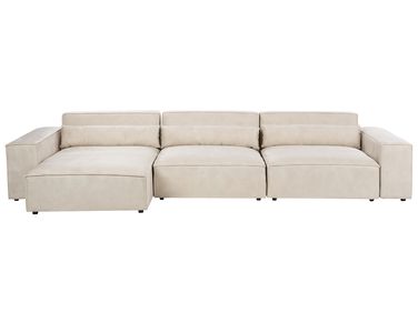 Canapé d'angle modulable 4 places HELLNAR Velours Beige clair Côté droit