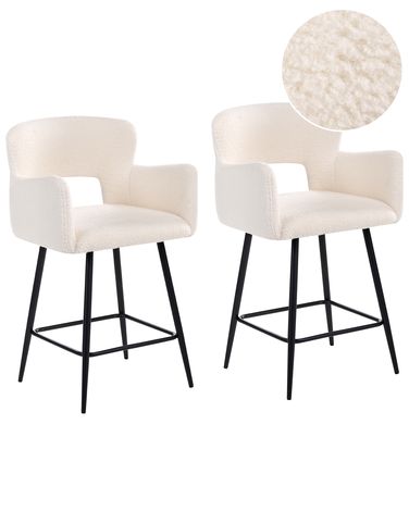 Set van 2 barstoelen SANILAC Bouclé Gebroken wit