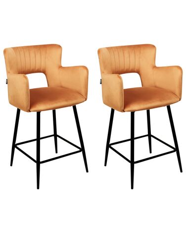 Set van 2 barstoelen SANILAC Fluweel Oranje