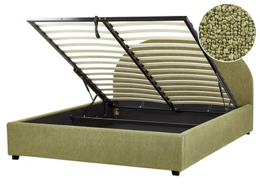 Ottoman Bed Boucle VAUCLUSE 160 x 200 cm (EU King Size) Light Green