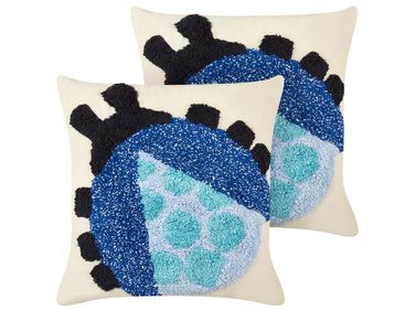 Set of 2 Decorative Cushions LADYBIRD Cotton 45 x 45 cm Multicolour