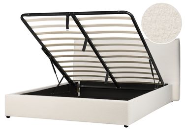 Ottoman Bed Boucle LAVAUR 160 x 200 cm (EU King Size) Off-White