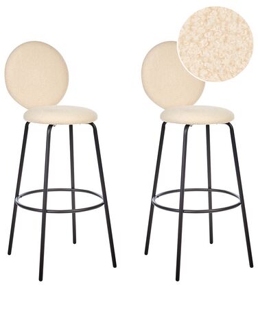 Set van 2 barstoelen EMERY Bouclé Lichtbeige