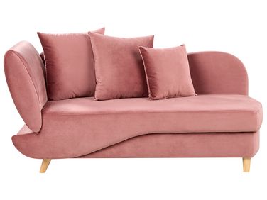 Linkszijdige chaise longue MERI Fluweel Roze met opbergruimte
