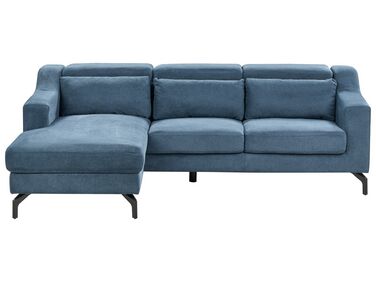 Canapé d'angle 4 places GLOSLI Tissu chenille Bleu Côté droit