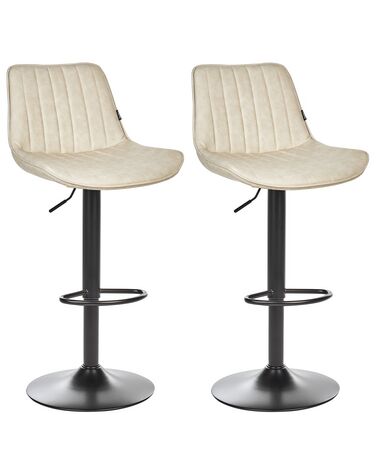 Set van 2 barstoelen DUBROVNIK Kunstleer draaibaar Lichtbeige