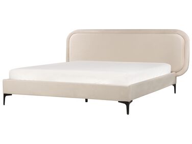 Bed Fluweel SUZETTE 160 x 200 cm Lichtbeige