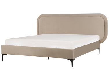 Bed Fluweel SUZETTE 140 x 200 cm Beige