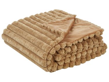 Couvre-lits RAKYA Fourrure synthétique 150 x 200 cm Marron clair