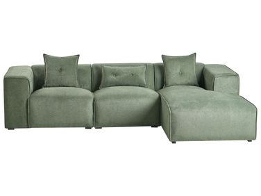 Canapé d'angle 3 places DOLVA Tissu chenille Vert foncé Côté gauche