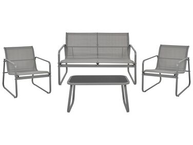 Garden Lounge Set with Table 4 Seater BARREA Metal Grey