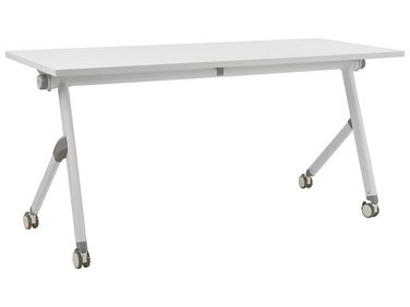 Bureau pliable BENDI Blanc 160 cm 60 cm avec roues