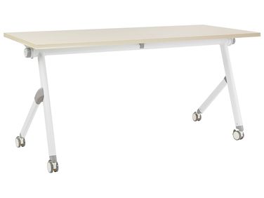Inklapbaar bureau BENDI Lichtbruin 160 cm 60 cm met wielen