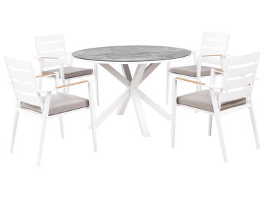 Garden Dining Set 4 Seater MALETTO/TAVIANO with Cushions Metal Marble Effect Grey