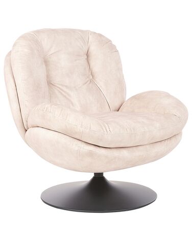 Draaifauteuil NOLVIK Fluweel Lichtbeige