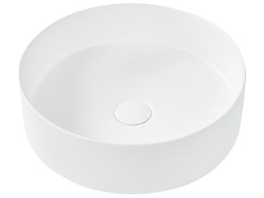 Countertop Basin TEBAR ⌀ 400 mm Ceramic Off-White