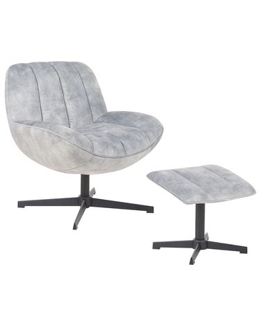 Fauteuil pivotant LIA Velours Gris clair
