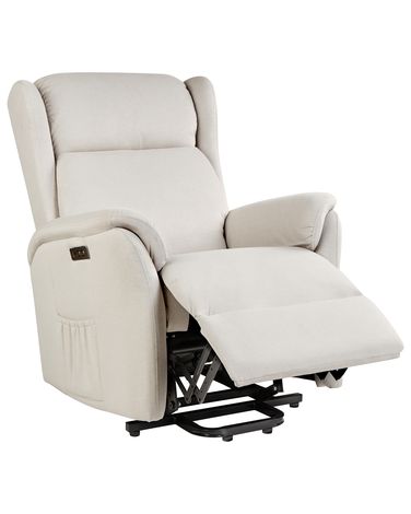 Fauteuil inclinable électrique ELEGY Repose-pieds inclus Velours Beige clair