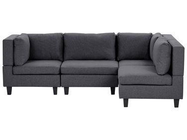 Modular Corner Sofa 4 Seater UNSTAD Fabric Dark Grey Left Hand