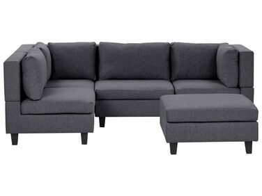 Modular Corner Sofa 4 Seater UNSTAD Fabric Dark Grey with Ottoman Right Hand