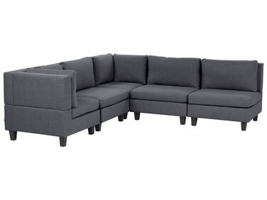 Modular Corner Sofa 5 Seater UNSTAD Fabric Dark Grey Right Hand