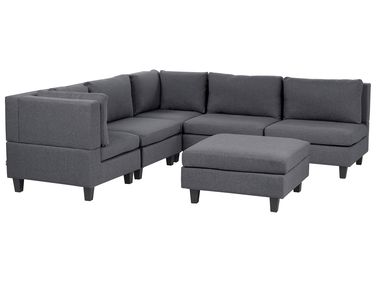 Modular Corner Sofa 5 Seater UNSTAD Fabric Dark Grey with Ottoman Right Hand