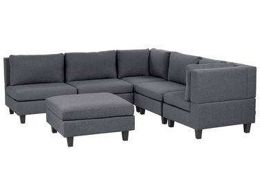 Modulaire hoekbank 5-zits UNSTAD Stof Donkergrijs met ottomaan linkszijdig