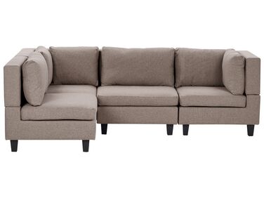 Modular Corner Sofa 4 Seater UNSTAD Fabric Brown Right Hand