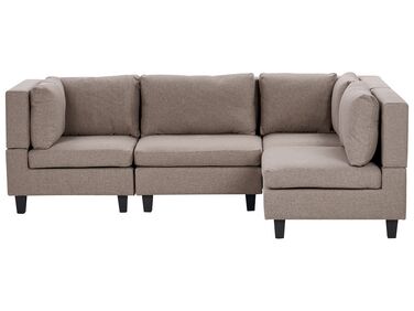 Modular Corner Sofa 4 Seater UNSTAD Fabric Brown Left Hand