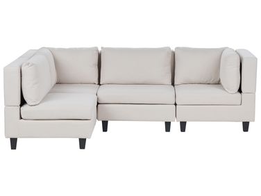 Modular Corner Sofa 4 Seater UNSTAD Fabric Light Beige Right Hand