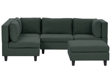 Modular Corner Sofa 4 Seater UNSTAD Fabric Dark Green with Ottoman Right Hand