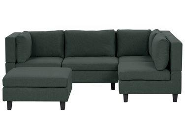 Modular Corner Sofa 4 Seater UNSTAD Fabric Dark Green with Ottoman Left Hand