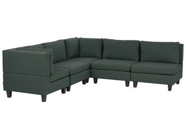 Modular Corner Sofa 5 Seater UNSTAD Fabric Dark Green Right Hand