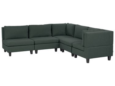 Modular Corner Sofa 5 Seater UNSTAD Fabric Dark Green Left Hand