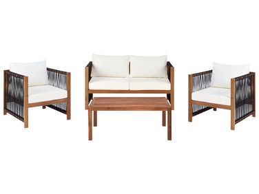 Garden Lounge Set with Table 4 Seater ANTRIA Acacia Wood Black