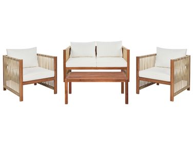 Garden Lounge Set with Table 4 Seater ANTRIA Acacia Wood Beige