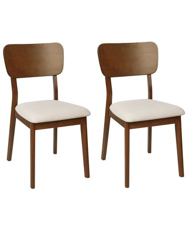 Set van 2 eetkamerstoelen MINIER Hout Donkerbruin/beige