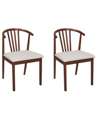 Set van 2 eetkamerstoelen CRAIG Hout Donkerbruin/beige