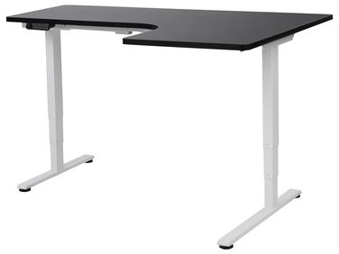 Electric Adjustable Corner Desk DESTINES Black/ White 160 cm 109 cm Right Hand