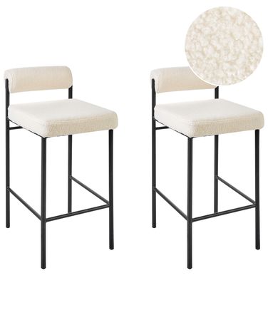Set van 2 barstoelen AMAYA Bouclé Gebroken wit