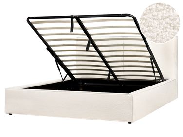 Ottoman Bed Boucle MOISSAC 160 x 200 cm (EU King Size) Off-White