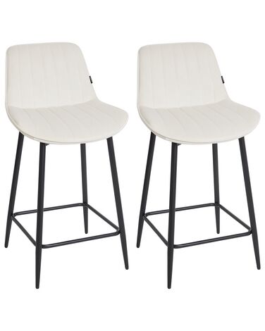 Set van 2 barstoelen DUBROVNIK Fluweel Lichtbeige